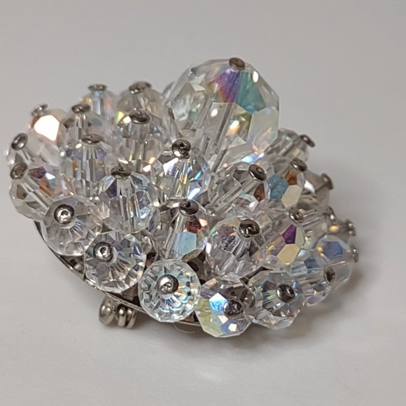 Vintage Pretty Clear Glass Bead Brooch - Picture 5 of 9